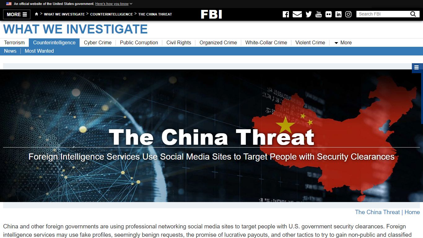 Clearance Holders Targeted on Social Media — FBI